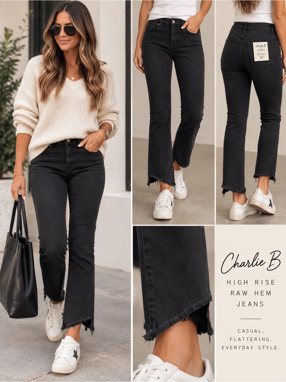 NWT Charlie B Bootcut Denim In Black Size 6